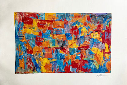 Jasper Johns ' Map ' Lithograph Coa Numbered Hand