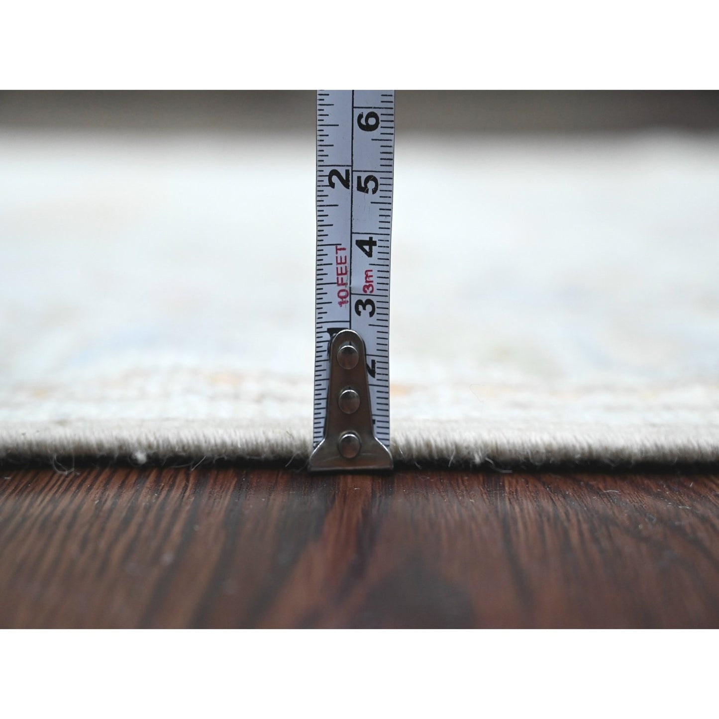 2'10"X10' Gray Hand Knotted Angora Oushak Leaf Design All Wool Runner Rug