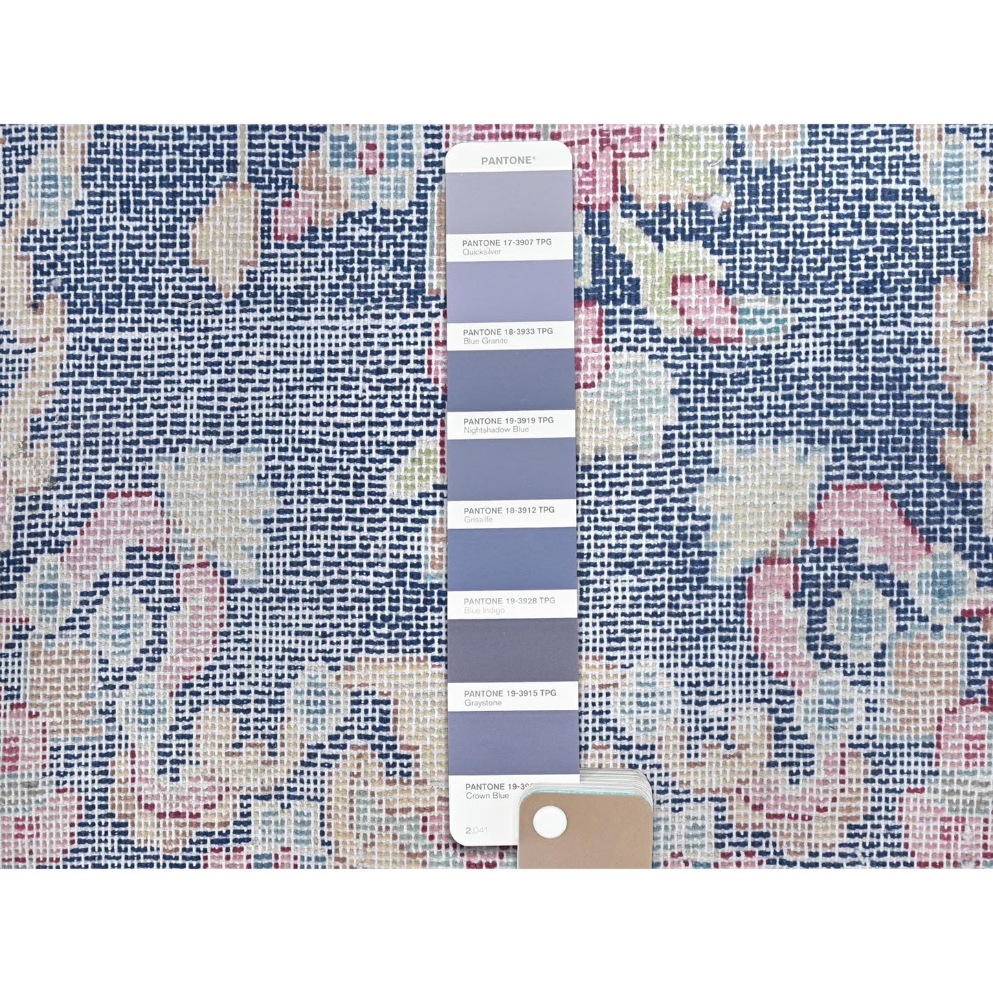 1'6"X2'1" Blue Worn Wool Hand Knotted Vintage Farsian Karman Mat Rug