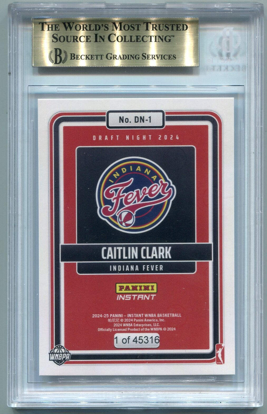 Caitlin Clark 2024 Panini Instant Wnba Draft Night Rc #Dn-1 Bgs Graded 9.5