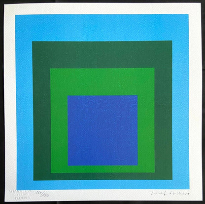 Josef Albers Lithograph Coa Hand-Numbered Signed O.P Stamped