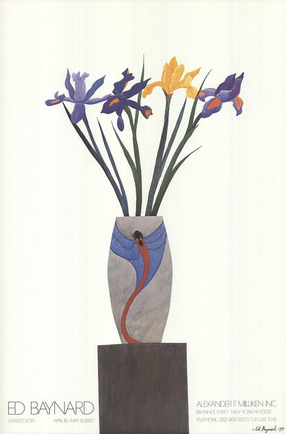 Ed Baynard Flowers In Vase On Black Stand " Poster Contemporary