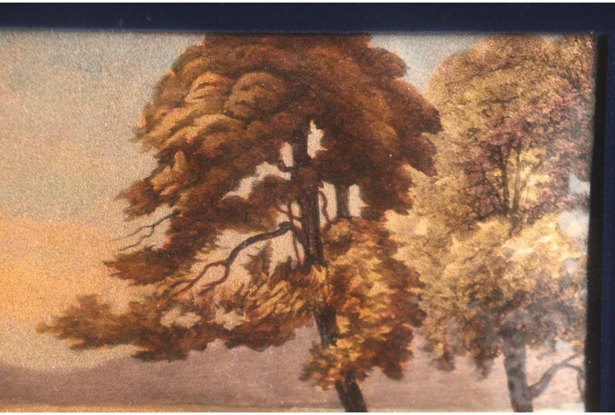 19Thc Limoges Enamel Miniature By F. Cibol  Lake Landscape Boats France