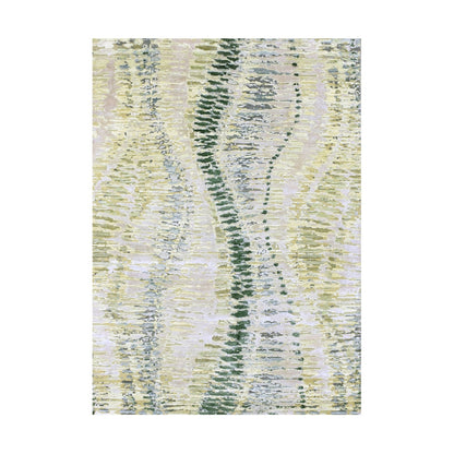 5'1"X7'3" Eden Green Crocodile Safari Design 100% Silk Hand Knotted Rug