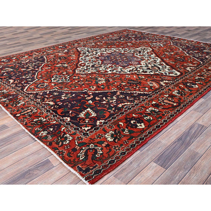 8'7"X11'2" Turkey Red Extra Soft Wool Vintage Baktiarjoon Oriental Rug