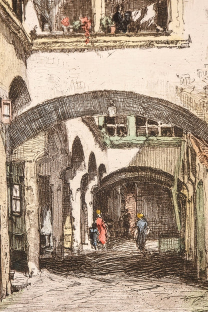 Herta Czernik-Kobanz Gzonning Etching Coloring "Mdling, Hafnerhaus" Beethoven