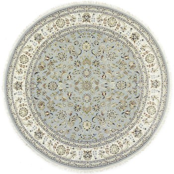 Hand-Knotted Traditional Indo-Nain Floral Round