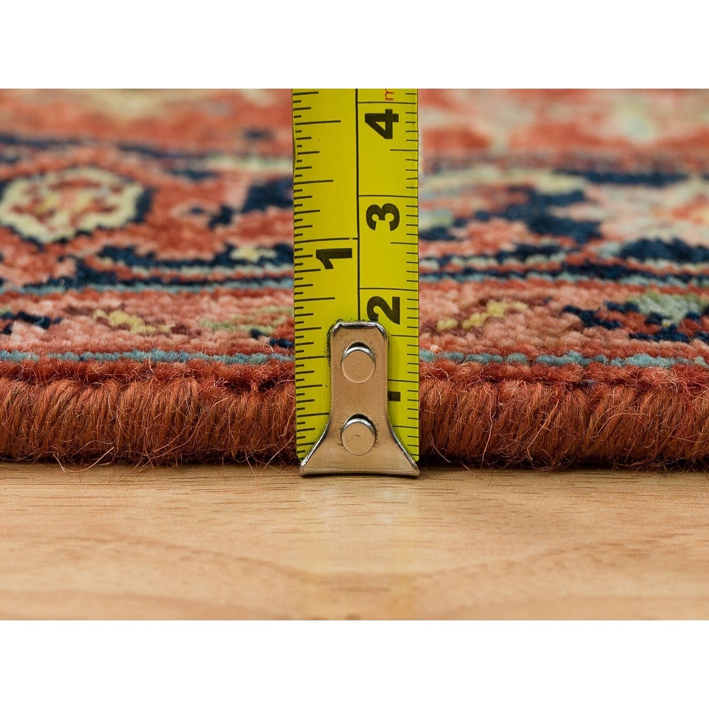 2'7"X12'1" Red Hand Knotted Heris Re-Creation Organic Wool Runner Rug