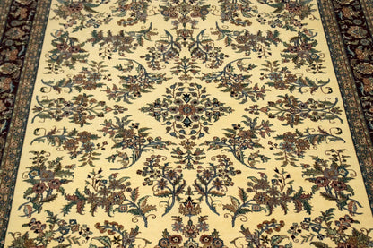 Classic Beige Floral Design Hand-Knotted Oriental