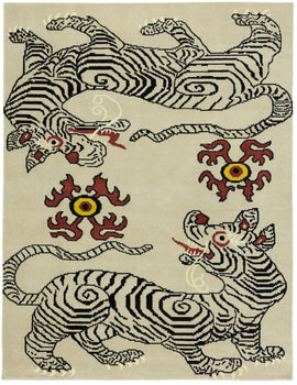 Nepali Tiger Oriental Rug Wool Tribal Modern
