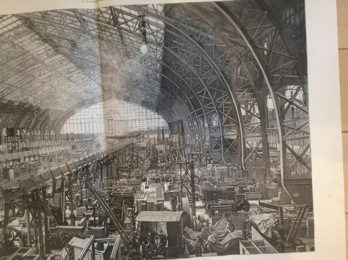 Paris Exposition Universelle 1889 Gallery Of Machines Installation Engraving