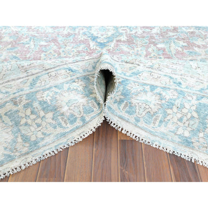 8'1"X12' Red Distressed Vintage Farsian Karman Wool Hand Knotted Rug