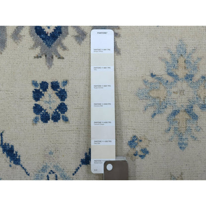 3'9"X5'9" Ivory Vintage Look Kazak Organic Wool Hand Knotted Rug