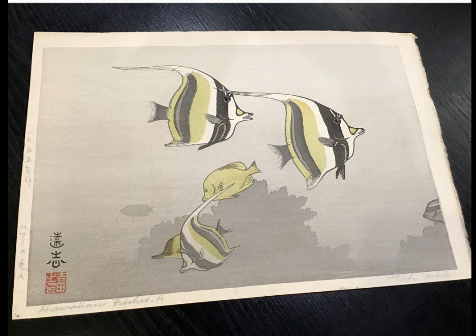 Hawaiian Fish A by Toshi Yoshida 1955 Original Woodblock Print Signed