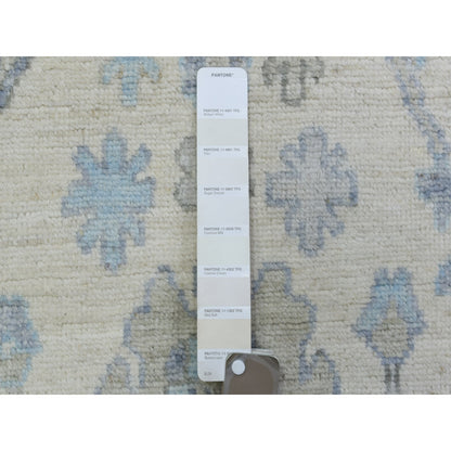 2'8"X15'4" Ivory Hand Knotted Soft Wool Afghan Angora Oushak Runner Rug