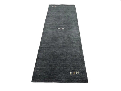 Plush Gabbeh Runner Rug Charcoal Tribal Modern