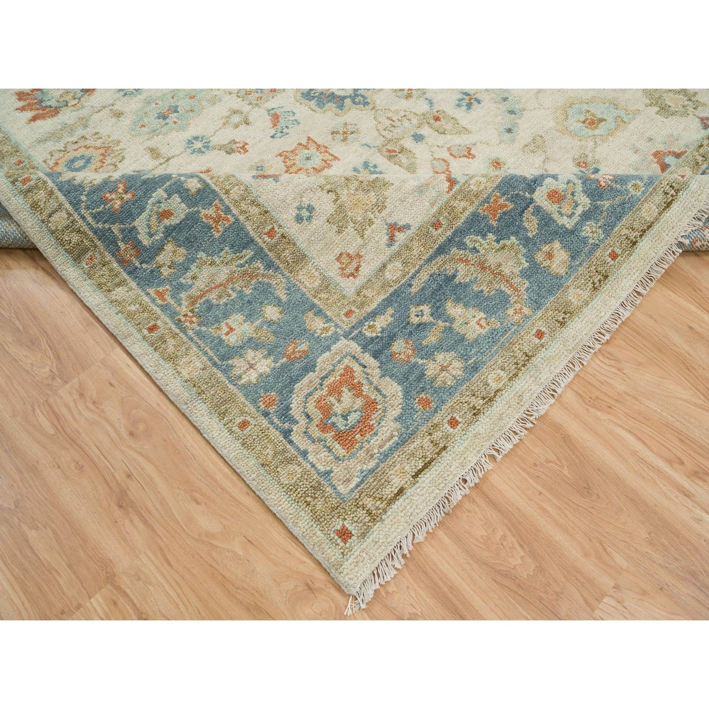8'1"X10' Light Cream Oushak Design Pure Wool Hand Knotted Oriental Rug