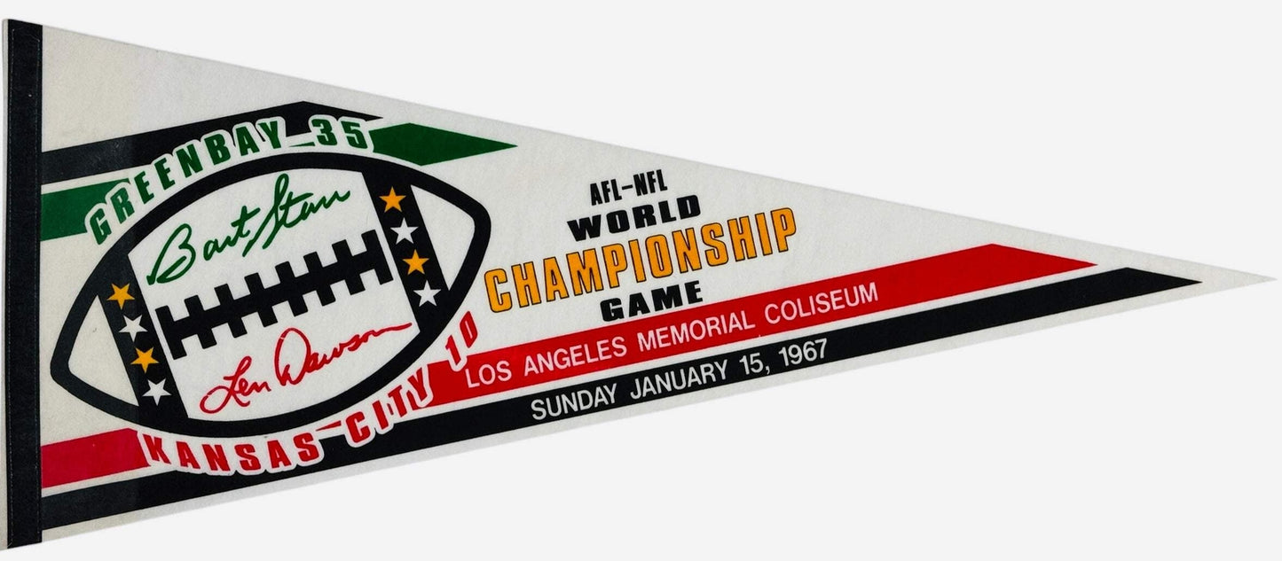 Afl- Nfl World Championship Game Large Vintage Pennant Banner Packers Vs Chiefs