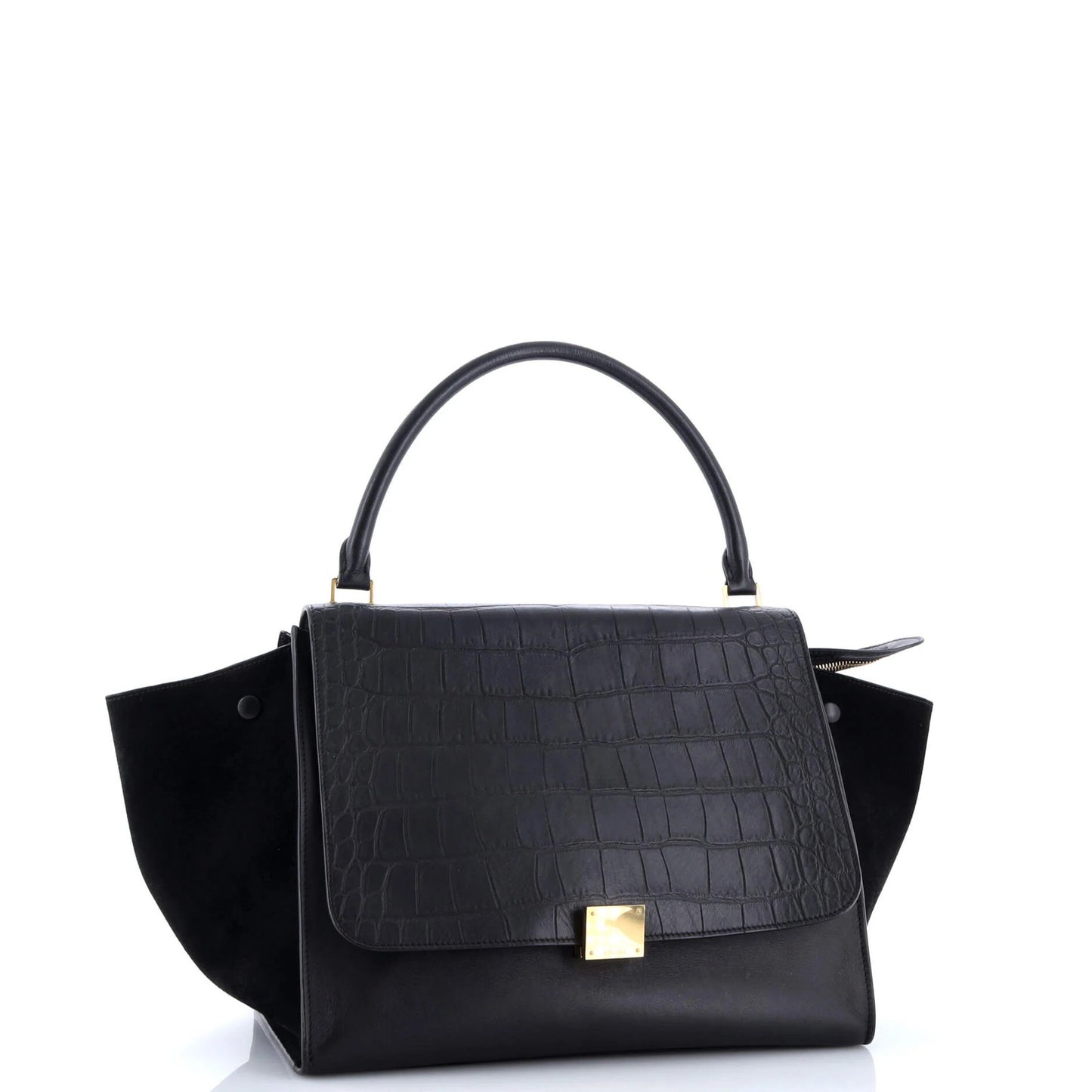 Celine Trapeze Bag Crocodile Embossed Leather Large
