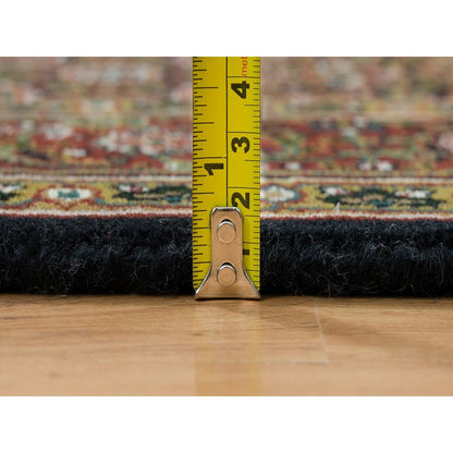 4'X6'5" Navy Blue Herrita Design Wool Hand Knotted 250 Kpsi Rug