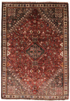 Tribal Vintage Oriental Rug Rusty Red Carpet