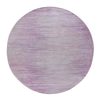 7'X7' Pink Thick And Plush Wool Ombre Design Hand Knotted Round Rug