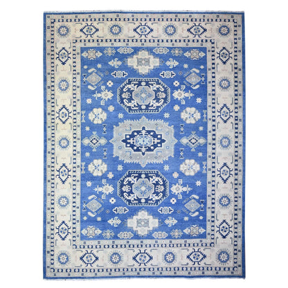 9'X11'5" Berry Blue Vintage Look Kazak Hand Knotted Wool Oriental Rug