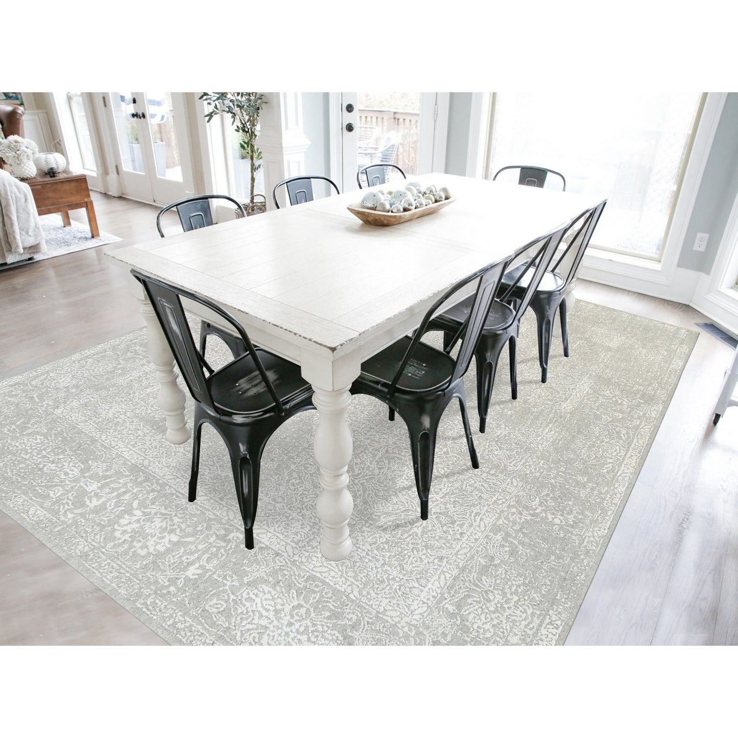 8'X10' Beige Wool And Silk Hand Loomed Fine Jacquard Oriental Rug