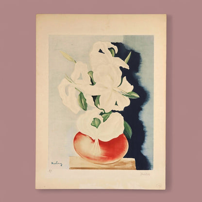 Mois Kisling White Lilies 1952 Limited Lithograph Signed By Jean Kisling Ed