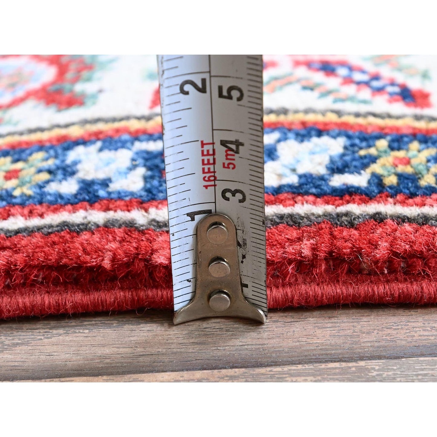 2'9"X16'5" Red Kazak With Tribal Design Soft Wool Hand Knotted Runner Rug