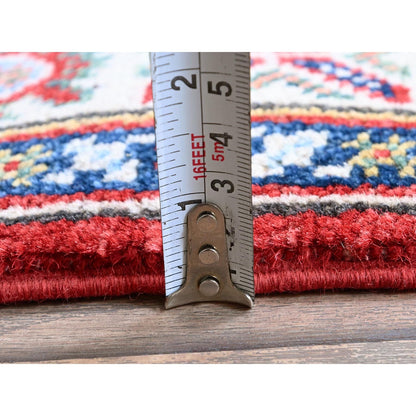 2'9"X16'5" Red Kazak With Tribal Design Soft Wool Hand Knotted Runner Rug