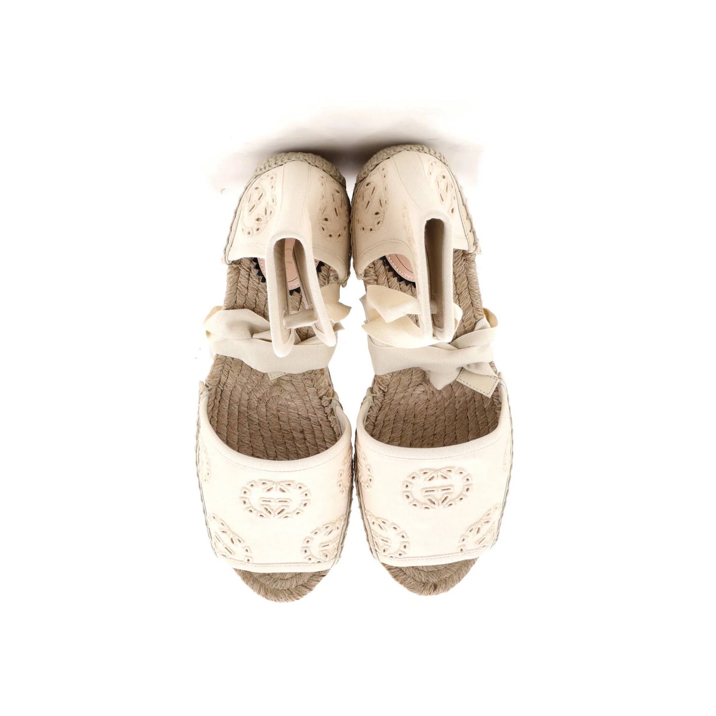 Gucci Women'S Damita Espadrilles Interlocking G Embroidered Canvas