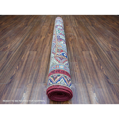 5'4"X7'7" Vermilion Red Hand Knotted Afghan Super Kazak Shawl Wool Rug