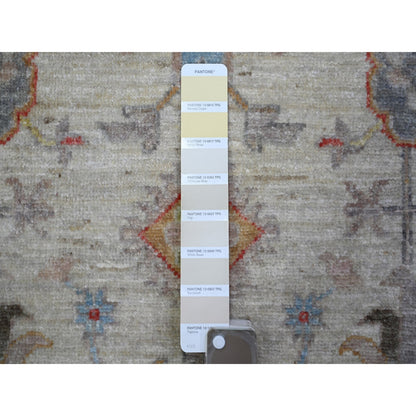 6'X9' Beige Extra Soft Wool Hand Knotted Finer Peshawar Rug