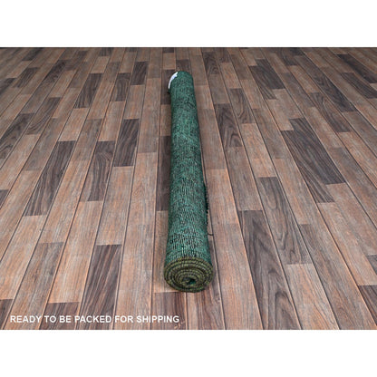 5'1"X7'10" Overdyed Green Vintage Zoroastrian Hand Knotted Pure Wool Rug