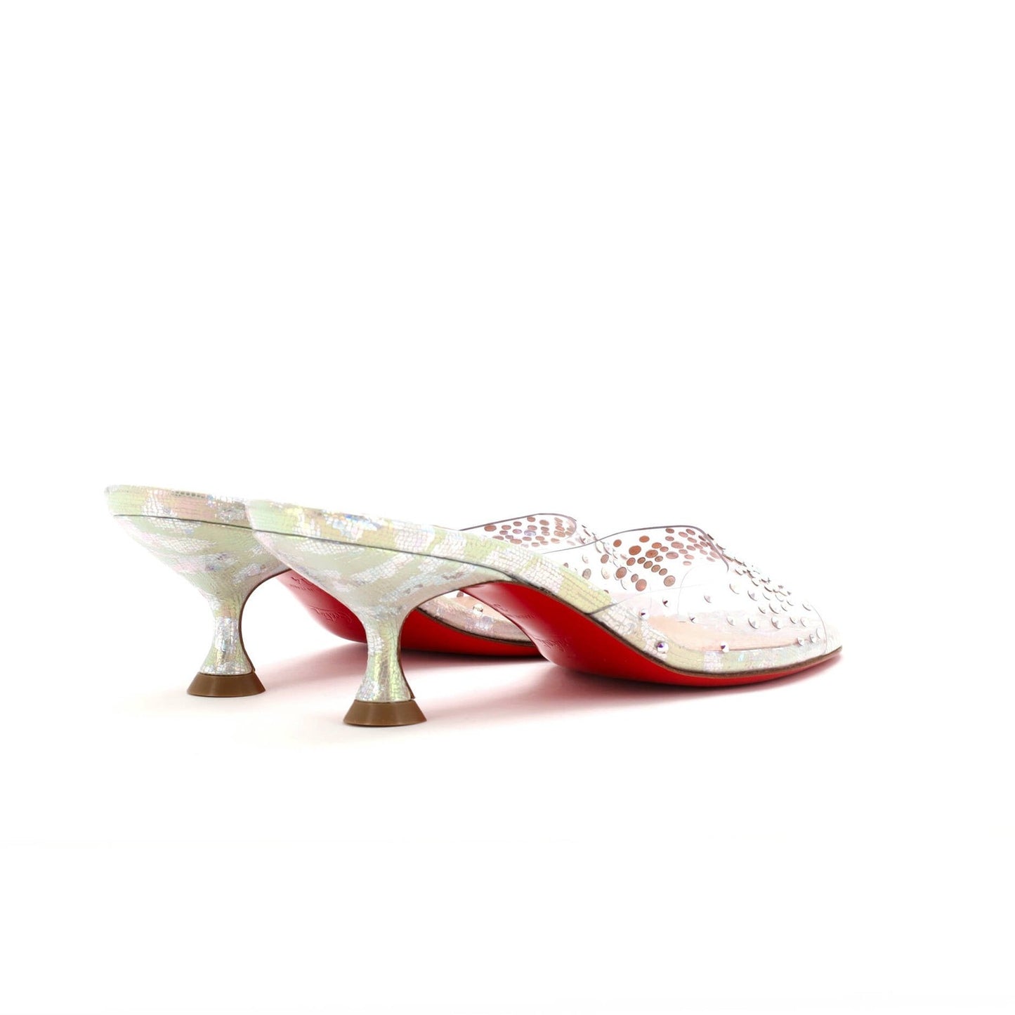 Christian Louboutin Women'S Degramule Mule Sandals Embellished Pvc And Leather