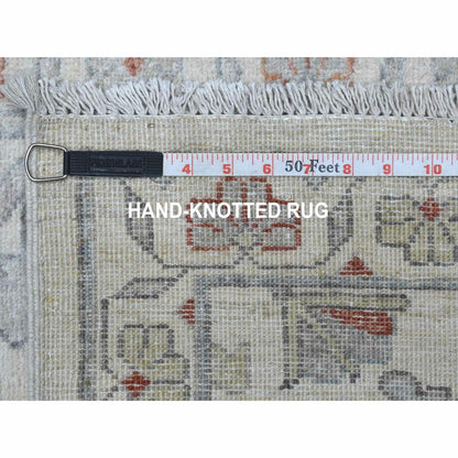 2'6"X9'10" White Wash Peshawar 100% Wool Hand Knotted Runner Oriental Rug