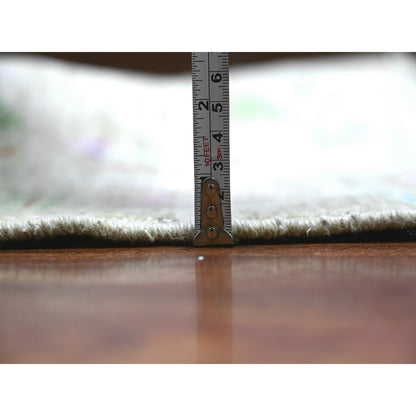 8'X8' Gin Green Soft Wool Afghan Peshawar Hand Knotted Square Rug