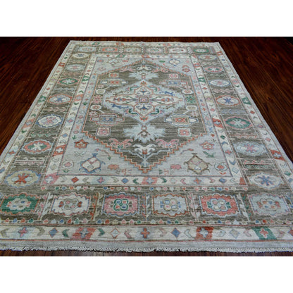 8'2"X10'3" Gray Soft Wool Hand Knotted Anatolian Village Inspired Rug