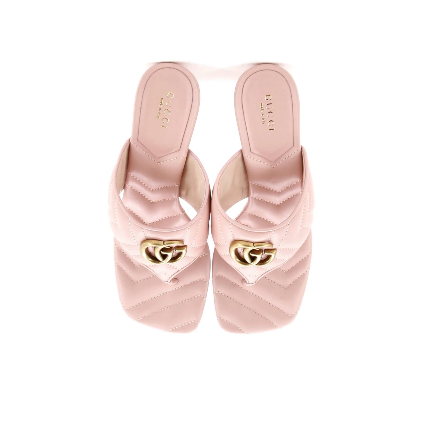 Gucci Women'S Marmont Thong Heeled Sandals Matelasse Leather