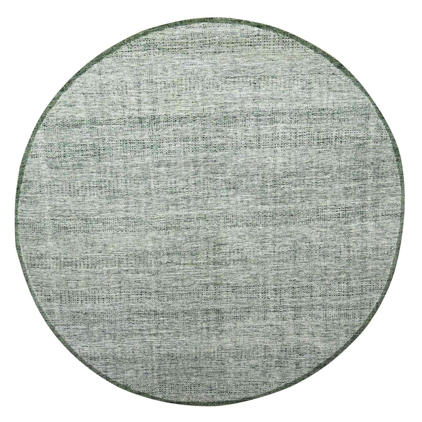 10'X10' Green Wool Round Rug Hand Knotted Oxidized Grass Design Oriental
