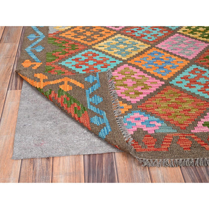 6'8"X9'9" Colorful Soft Wool Afghan Kilim Hand Woven Oriental Rug