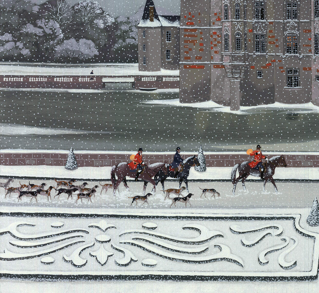 Michel Delacroix Chasse A Cour Signed " Serigraph Contemporary