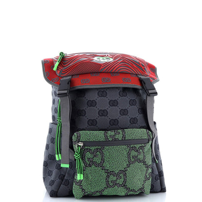 Gucci Panelled Double Buckle Backpack Gg Jacquard Nylon And Rubber Large