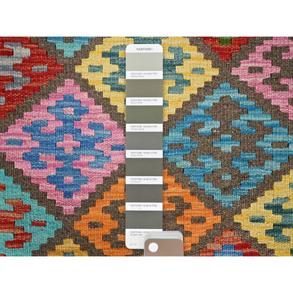 6'8"X9'9" Colorful Soft Wool Afghan Kilim Hand Woven Oriental Rug
