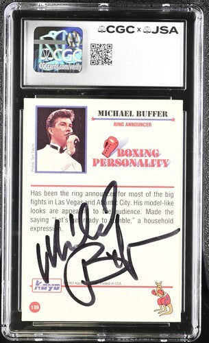 1991 Kayo Michael Buffer Cgc X Jsa Auth Signed/Auto Boxing Card Ba202192