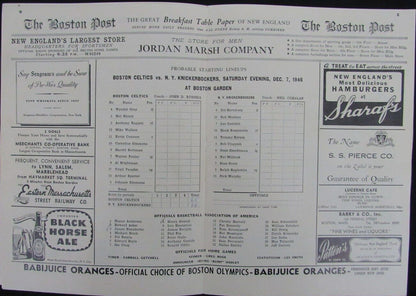 Vintage 1946 Boston Celtics Vs. New York