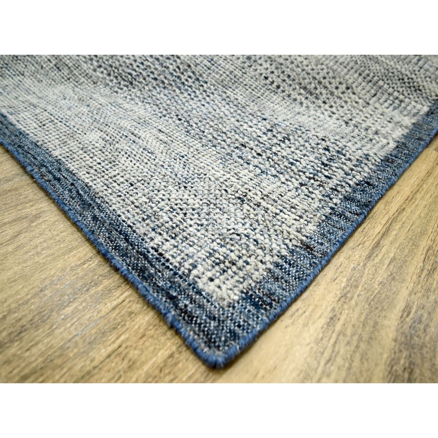 6'X9'1" Navy Blue Wool Rug Hand Knotted Oxidized Grass Design Oriental