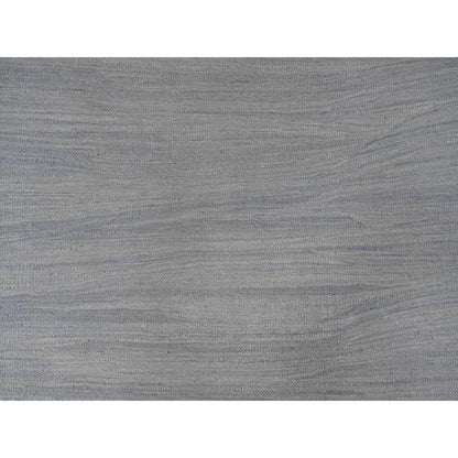 9'1"X12' Beau Blue Flat Weave Solid Design Hand Woven Hand Spun Wool Rug