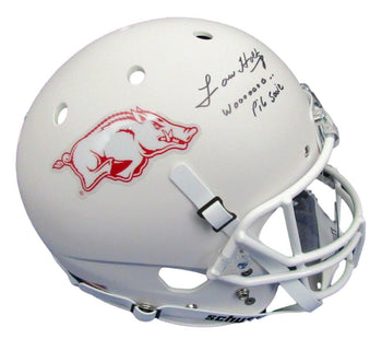 Lou Holtz Signed/Inscr Arkansas Full Size White